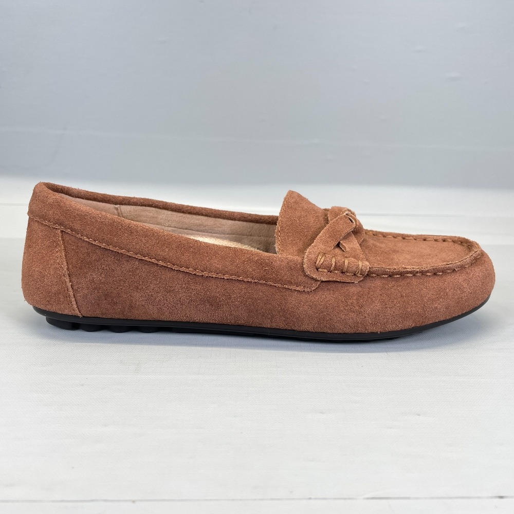 Vionic Montara Shoes Womens Size 5 Brown Suede Slip On Moc Toe Comfort Loafers